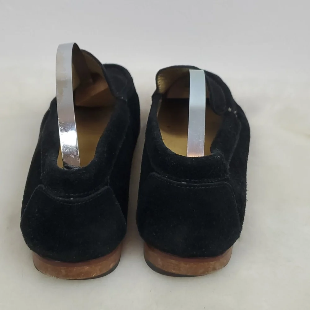 Positano suede shoes made in Italy loafers black slip on women size 40